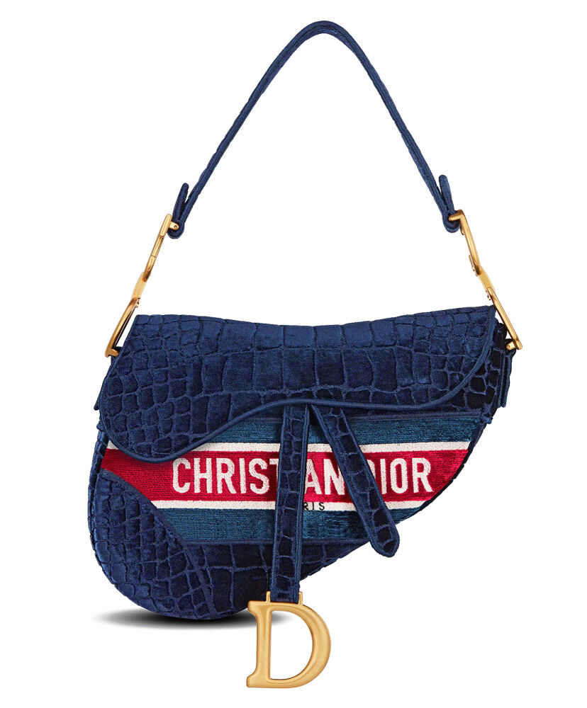 Christian Dior Saddle Bag Canvas Dark Blue